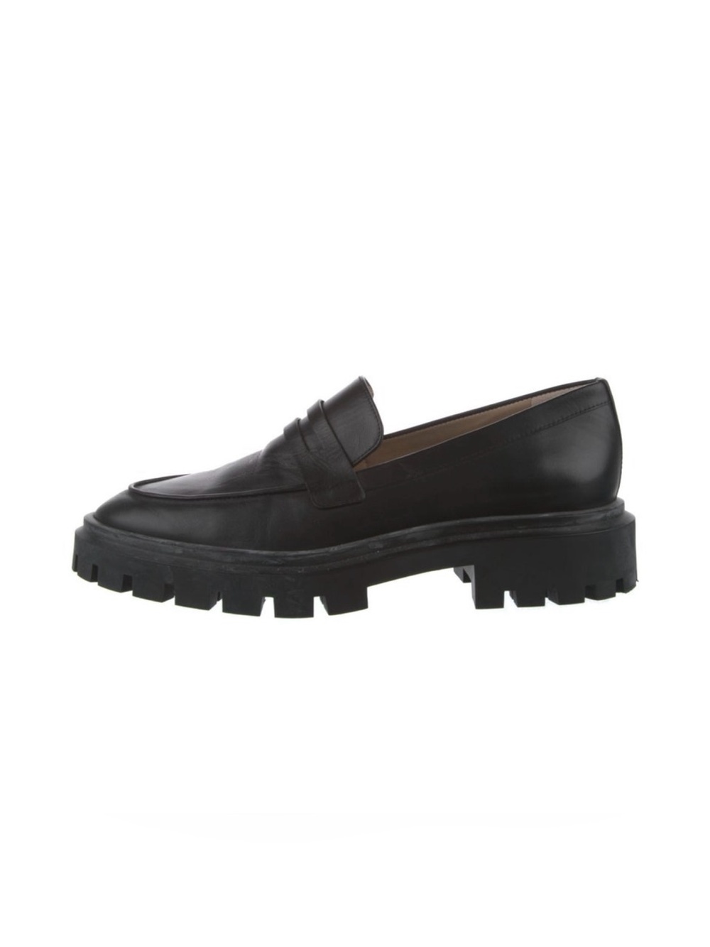 Stuart Weitzman Lug Sole Loafers in Black Leather